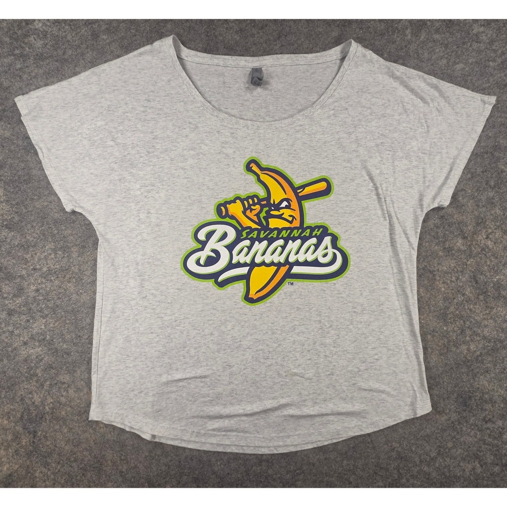 Savannah Bananas Baseball Graphic Tee Gray XL Next Level Apparel Tri-Blend
